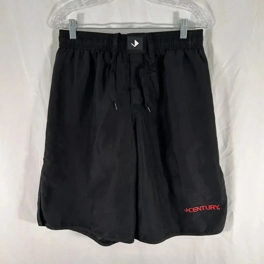 Century Fight Shorts Men's 34 Black Pull On Drawstring Hook & Loop Fly